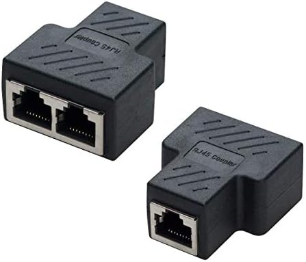 COVVY RJ45 Splitter Connector Female to Female Network Adapter 1 to 2 Female Port CAT 5/CAT 6 LAN Ethernet Cable Dual Socket Connector Adapter (1 Pcs, black)
