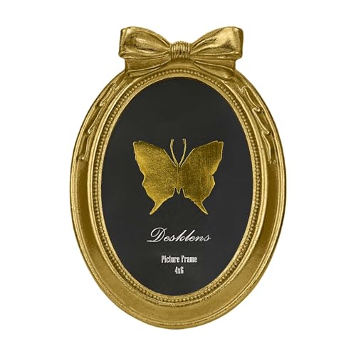 Desklens 4x6 Oval Vintage Gold Picture Frames, Tabletop & Wall Photo Frame