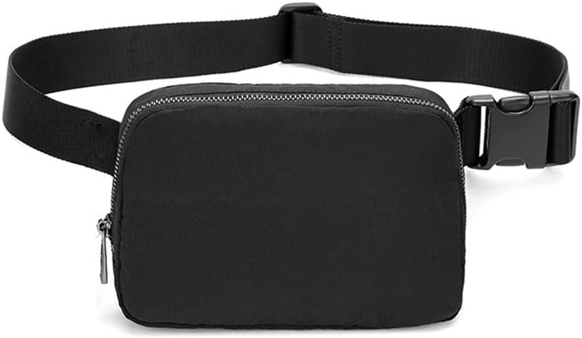 Crossbody Fanny Pack for Women Men, Everywhere Belt Bag with Adjustable Strap, Mini Belt Bag Fashionable Waist Bag for Outdoor Hiking Running Travel Casual (Black)