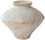 Rustic Farmhouse Textured Ceramic Vase, Handcrafted Distressed White Pottery Flower Vase for Centerpiece, Decorative Vases for Living Room, Kitchen, Bedroom, Office Decor, Gift & Weddings