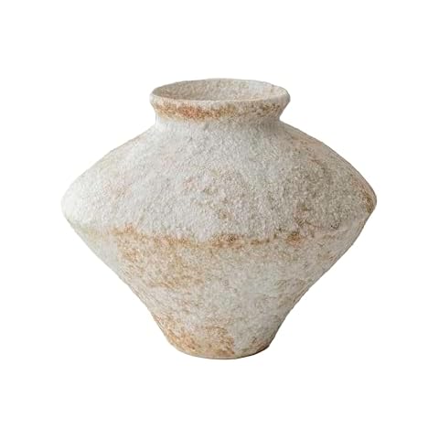 CozyWel Handmade Rustic White Ceramic Vase Decorative Flower Vase, Textured Pottery Vase for Centerpieces, Kitchen, Living Room, Bedroom Decor Gifts Cover