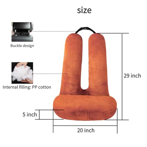 Image of FHSGGP Travel Pillow Car Travel Sleep Support Pillow 2-in-1 Lap Pillow and Car Pillow with Neck and Body Support for Adults and Kids on Long Trips Kids Travel Pillow Brown