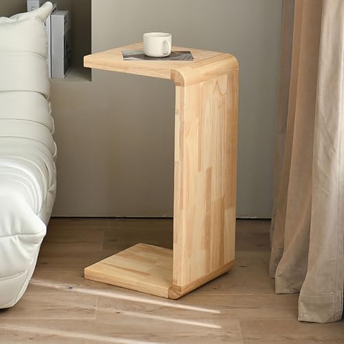 Table d'appoint étroite en bois en forme de C pour les petits espaces