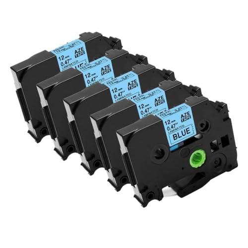 5pk�u���b�N�I���z���C�g���x���e�[�vP3100 E1000 Pro���{�����x�����[�J�[�v�����^�[TZE-231 TZE-631�ƌ݊���(5pcs Black on Blue)