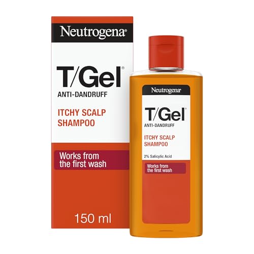 Neutrogena T/Gel Shampoo Antiforfora Prurito al Cuoio Capelluto, Shampoo uomo per capelli e cute secca con Acido salicilico e Piroctone Olamina, Trattamento anti-forfora delicato e senza alcol, 150 ml