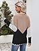 Zeagoo Womens Lightweight Sweaters 2025 Fall Color Block Tops Long Sleeve V Neck Cute Knit Sweaters Fall Outfits