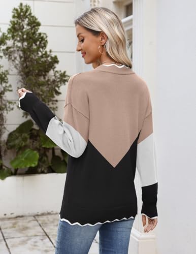 Image of Zeagoo Women's 2026 Fall V Neck Sweater Long Sleeve Lightweight Knit Tops