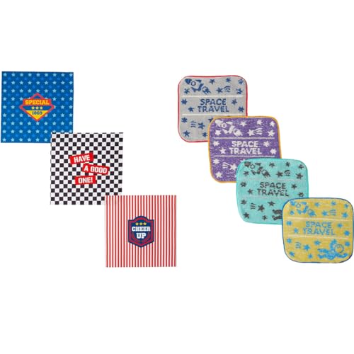 丸眞 ミニタオル4枚組/ハンカチーフ3枚組 ピッコリーノ スターアンドスペース/マルチスタイル 入園入学グッズ 入園入学準備 保育園 幼稚園 小学校 男の子 女の子 0675047900