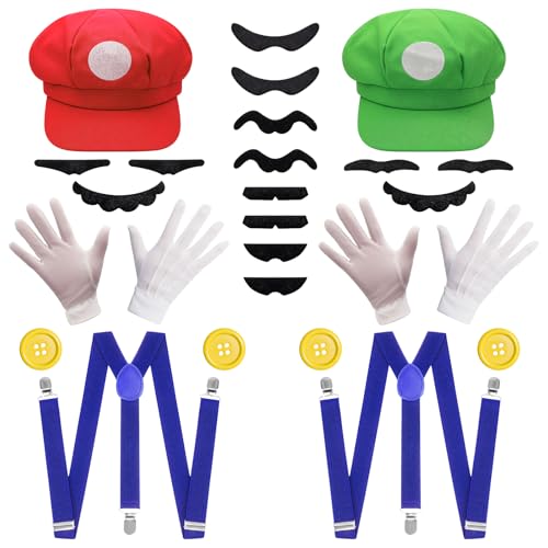 Mazholoths Super Bros Adult Costume Accessory Set for Halloween and Cosplay