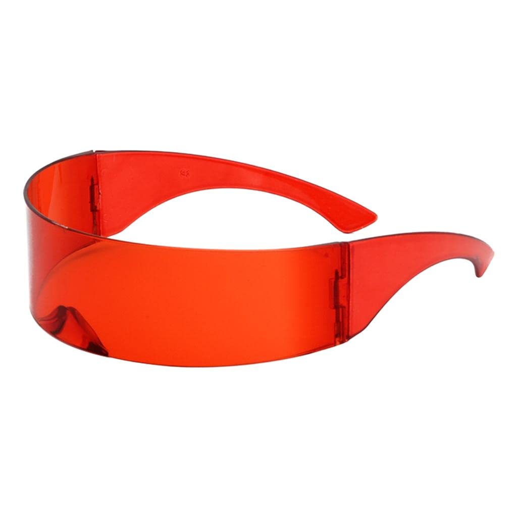 Stylish Futuristic Mirrored Sunglasses for Cosplay and Parties, Red