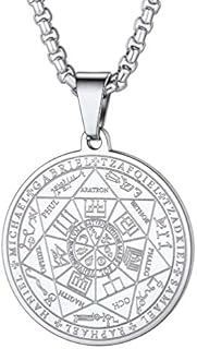 PROSTEEL Seven Archangels Talisman Pentagram Pendant Necklace, Sturdy Medallion, with Chain 55+5CM, 316L Stainless Steel/Gold Plated/Black (Send Gift Box)
