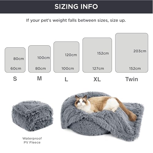 BEDSURE wasserdichte Hundedecke für kleine Hunde - 60 x 80 cm Langer Plüsch Hundedecke waschbar, Haustier Decke flauschig und weich, Schutzdecke Hundesofa, Katzendecke für Katzen, Grau