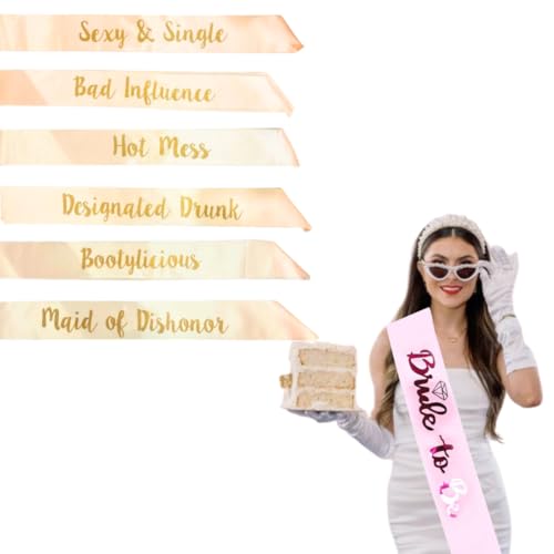 Image of Wanna Party Pack of 7- Team Bride Sash Set-Bachelorette Party Bride To Be Sash- Unique Bride Bridesmaid Sashes for Bachelorette Party