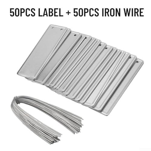 Niceminiwall Etichette per piante in alluminio, etichette in metallo per piante in alluminio con fascette per cavi, etichette identificative per alberi in metallo preforate, etichette per nomi di