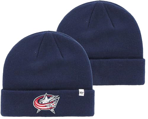 '47 NHL Unisex-Adult Primary Logo Cuffed Knit Beanie Hat Cold Weather Hat, One Size (US, Alpha, One Size, Columbus Blue Jackets)