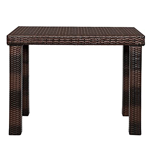 Moonhome 7 Piece Outdoor Dining Set,Wicker High Dining Furniture Set Table & 4 Stools Brown Gradient #TOP2
