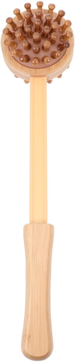 FRCOLOR Bamboo Massage Hammer with Long Handle Manual Back Knocker for Trigger Point Therapy Deep Tissue Muscle Massager Tool for Neck Shoulder Relief