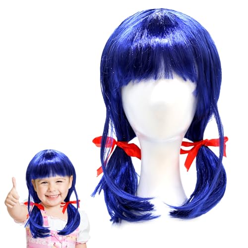 Parrucca Ladybug per Bambini, Parrucca Cosplay Blu Corta, Parrucca Ladybug Ragazze con Fiocchi Rossi, Parrucca Cosplay Anime, Parrucca Fibra Sintetica, per Ragazze Cosplay Anime Costume Masquerade Parrucca Ladybug per Bambini, Parrucca Cosplay Blu Corta, Parrucca Ladybug Ragazze con Fiocchi Rossi, Parrucca Cosplay Anime, Parrucca Fibra Sintetica, per Ragazze Cosplay Anime Costume Masquerade