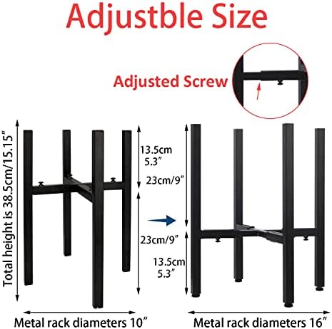 TSKDKIT Black Metal Stand for Plants 40cm Adjustable Flower Pot Stand Indoor Outdoor Plant Pot Rack Holder Tall Plant Stand Heavy Duty Pot Stand for Garden Home Office(Adjusted Range 10 to 16'' )