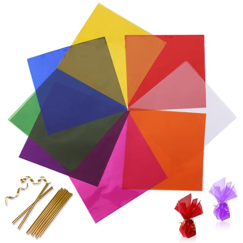 カラーセロハン セロファン紙 80枚セット カラーセロファン 用手工芸品 DIY装飾包装 透明紙 セロファン包装