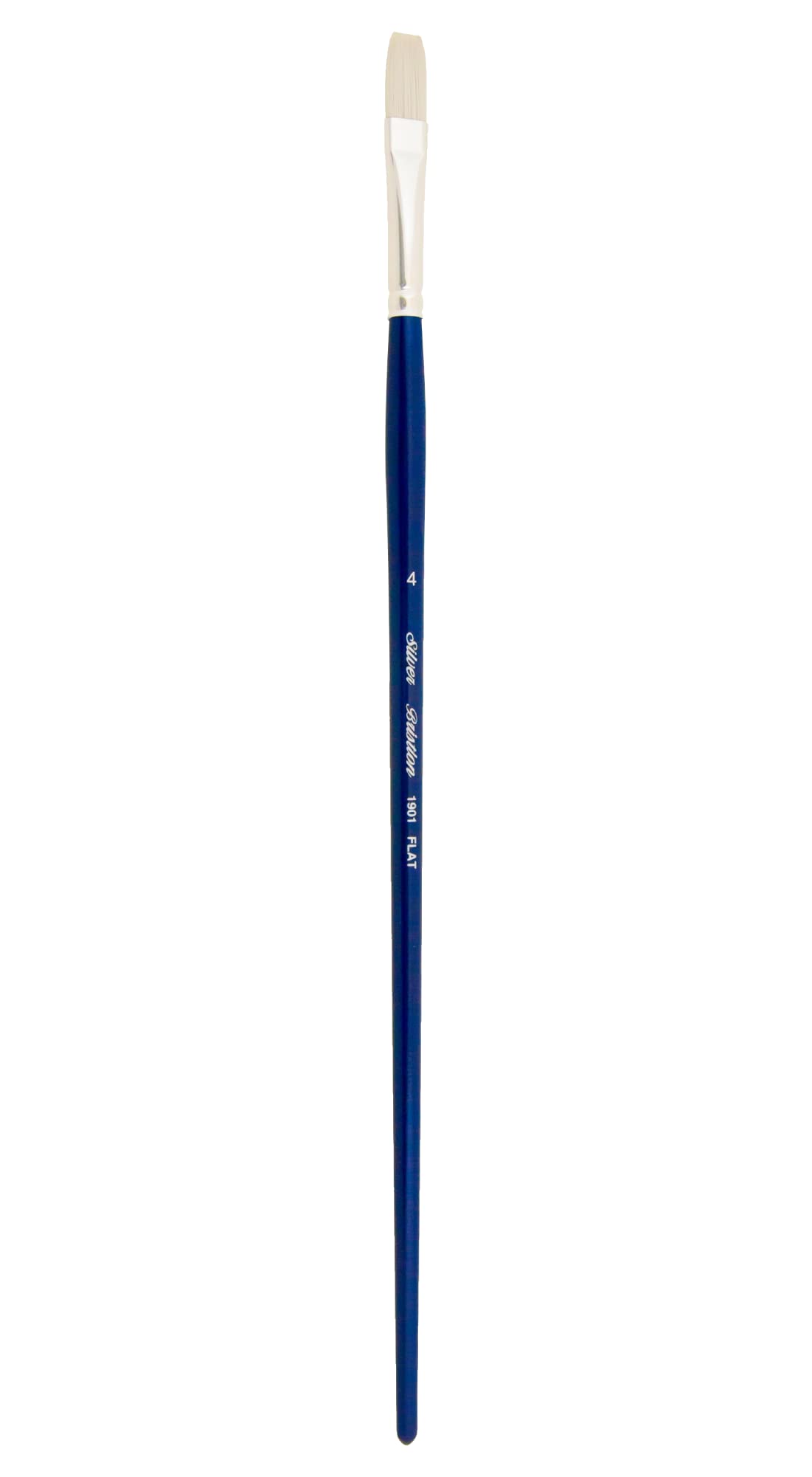 Silver Brush Bristlon Flat Long Handle Brush, Synthetic Bristle, Cobalt Blue, Size 4