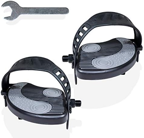 katai - 1 Pair Replacement Exercise Bike Pedals with Durable PVC Straps - 9/16 Inch Thread Heavy-Duty Stationary Spin Cycling Pedals - Complete with Installation Spanner Tool