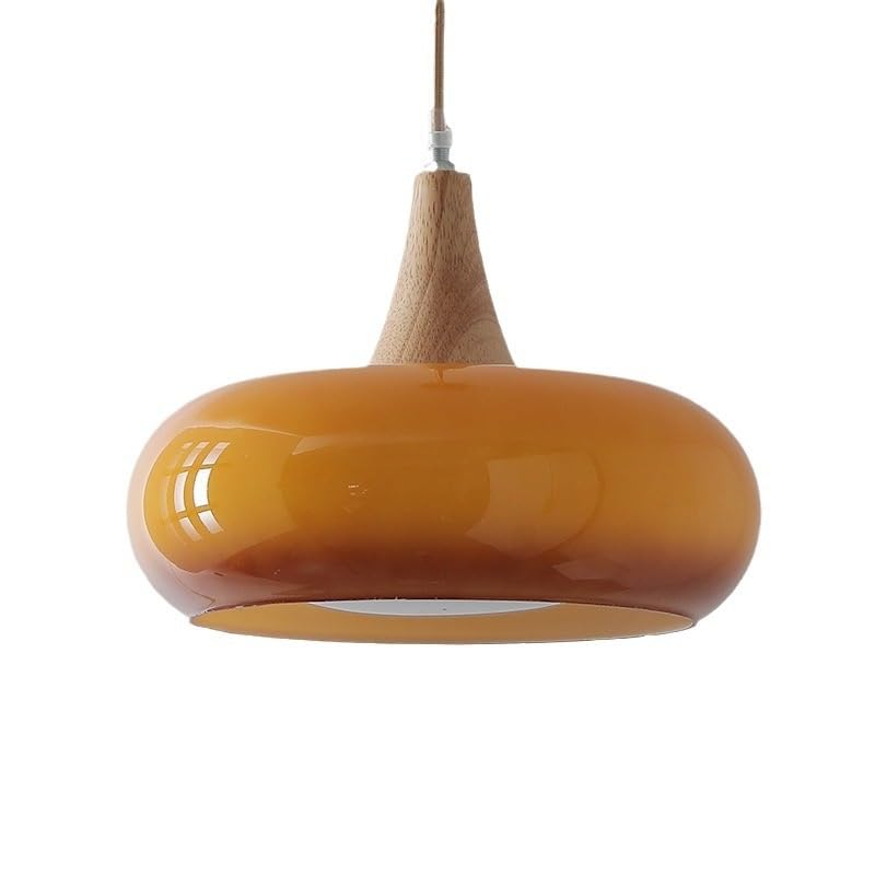 Lustre en verre orange hauteur réglable pour îlot cuisine