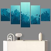 SIGNWIN 5 Panel Canvas Wall Art Modern Art Decorative Elements Fun Illustration Illustrations Kids Multicolor for Home Decorations Ready to Hang - 60