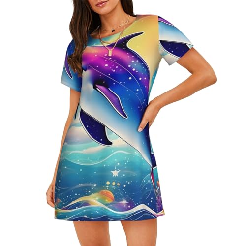 Robe de nuit respirante femme contre la chaleur nocturne motif ciel étoilé
