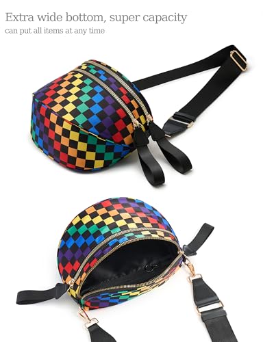 Image of FEIBOON Spacious Checkered Nylon Crossbody Bag Bum Bag Handbags Wallets for Women