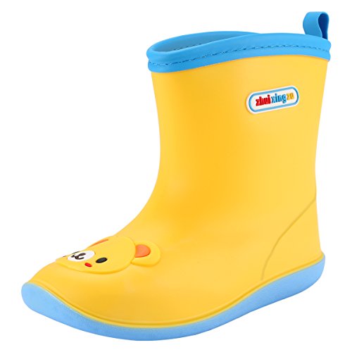 QIMAOO Enfants Bottes de Pluie Chaussures d'eau Bottes en Caoutchouc Ours Grenouille Chaton Léger PVC pour Filles Garçons