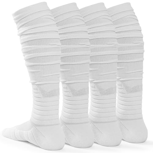 Dingcooler Scrunch Football Socks 2 Pack, Extra Long Padded Athletic