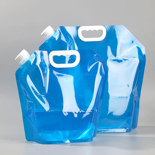 Faltbare Wasserbeh&auml;lter, je 5 l, tragbarer Wasserbeutel mit Kappe f&uuml;r Camping, Wandern, Picknick,...