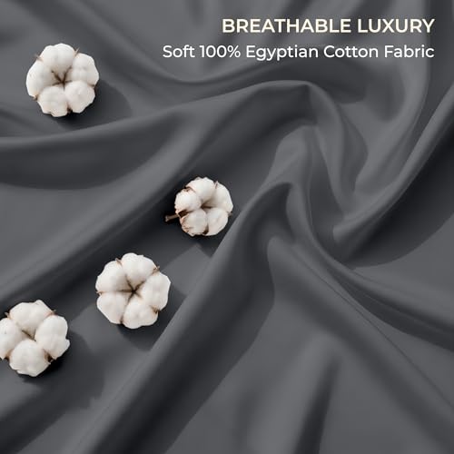 Image of SGI bedding 100% Egyptian Cotton Sheets RV King Size - 600 Thread Count Sheets Set, Soft, Cooling, 15 inch Deep Pocket, Luxury Hotel Bedding, Breathable, Durable - Dark Gray