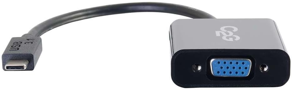 C2G USB C to VGA Adapter for Mac, Lenovo and More, Full HD USB 3.1 USB-C to VGA HD15 Black Adapter