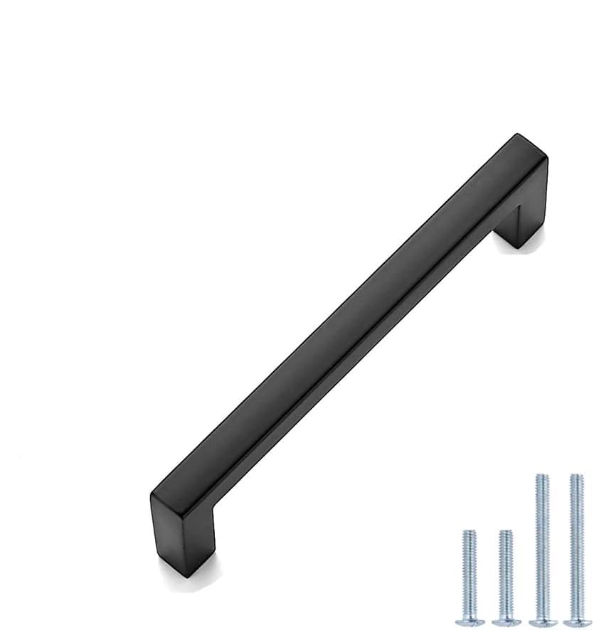 Goldenwarm 1 Pack Black Kitchen Cabinet Handle Cupboard Door Handle - 96mm Hole Center