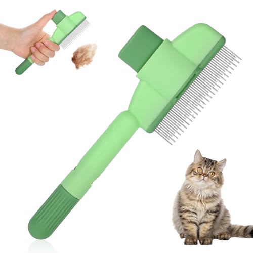 BOHUIZ Fellpflegebürste für Haustiere, Flohkamm Für Katzen Katzenkamm Selbstreinigende Katzenbürste Kamm zur Entfernung von Tierhaaren Fellpflegebürste