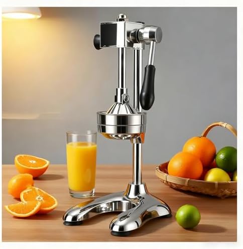Heavy Duty Stainless Steel Manual Juicer - Hand Press Citrus Squeezer for Lemon, Lime & Pomegranate - Easy to Clean, Ideal for Fresh Daily & Commercial Juice, Black