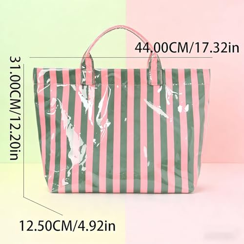 Bolso Tote de PVC a Rayas para Mujer, Grande y Ligero miniatura 7