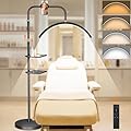 young master Half Moon Lash Light, 24W 1500LM Dimmable LED Floor Lamp with Adjustable Height for Lash Techs, Tattoo & Nail Artists, 4 Color Modes, Phone Holder & 2 Trays