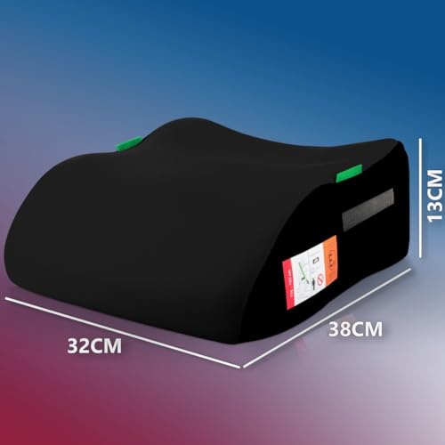 Kindersitzerhöhung Sitzerhöhung ergonomisch Kinder 135-150 cm Auto Sitz ECE R129 Bezug waschbar (Schwarz)