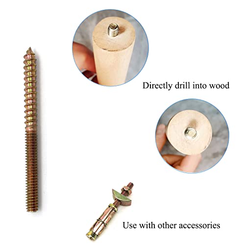 Image of 12 Pack 1 /4-20 x3 Inch Hanger Bolts 1 /4-20 inch Double Headed Bolts 1 /4 Wood Dowel Screw Self-Tapping Screw Hanger Bolts for Furniture Double Head Threaded Rods Bolt 76.2mm Length