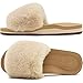 KuaiLu Pantoufles Femmes Peluche Fourrés Adulte Hiver Chaud Claquette Voute Plantaire Chausson Confort Fourrure Doublure Charentaise Maison Antidérapant Caoutchouc Semelle Ouvert Slippers été