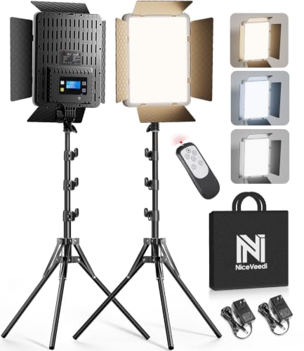 NiceVeedi 2-Pack Photography Lighting Kit, 36W Bi-Color Studio Lights 2700-6500K CRI 95+, Dimmable...