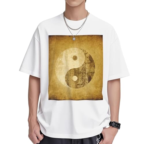 T-shirt imprimé Yin Yang en coton pour femme avec coupe ample fluide