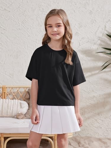 ZDC Girls Athletic Oversized Crop Tops Kids Drop Shoulder Short Sleeve T Shirts Workout Tees 5-14 Years2