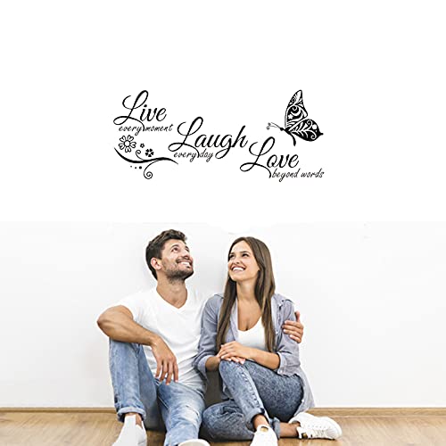 Live Laugh Love Wall Decal Art, Vinyl Live Every Moment Laugh Every Day Love Beyond Words Wall Decor Stickers Motivational Quotes For Bedroom, Removable Wall Sign Mural Diy Home Decoration(13.8Wx30L) #TOP3