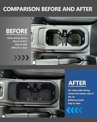 Image of Cup Holder Inserts for Jeep Wrangler JL JLU 4xe & Gladiator JT 2018-2025, Non-Slip TPE Cup Holder Liners & Center Console Inserts, Interior Accessories Protect Against Spills, Scratches and Rattles