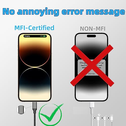 1.5 ft iPhone Charging Cable, 3 Pack [MFi Certified] USB to Lightning Cable for Car Fast Charging Braided Short iPhone Cord Compatible with Apple iPhone 14/13/12/11Pro/X/XR/8/7/6s/Plus/SE/iPad by Sailift - Image 2