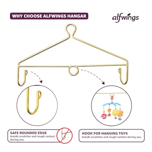 Image of Combo Set Baby Cradle Spring and Hanger | Up to 15 Kg | for Swing Jhula Straight Hanging Spring for, Thottil Hook Jhoola Palna (Gold, Center Hole)
